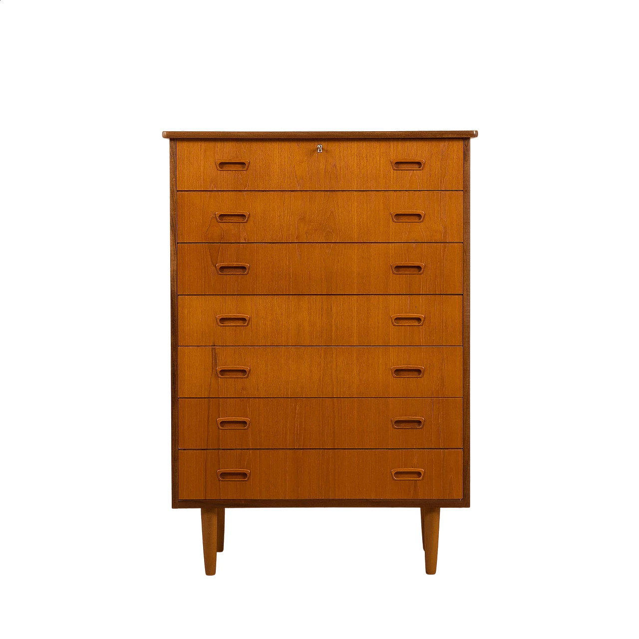 Comò scandinavo in teak con 7 cassetti, anni '60 16