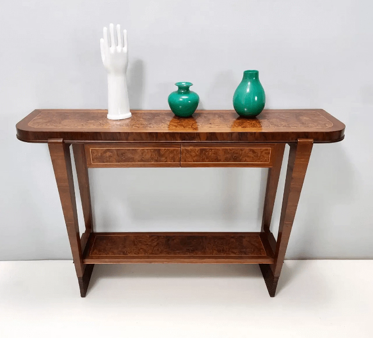 Green algae glass vase with gold leaf by Tomaso Buzzi for Venini, 1930s 3