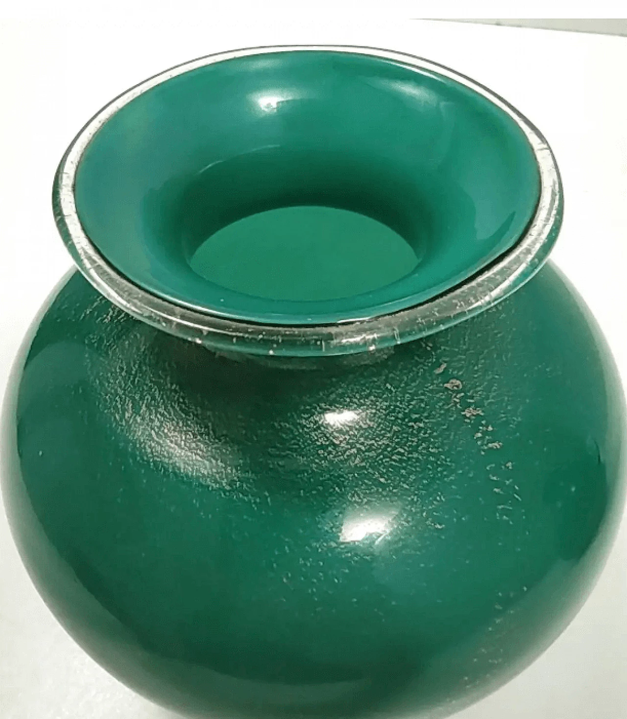 Green algae glass vase with gold leaf by Tomaso Buzzi for Venini, 1930s 8