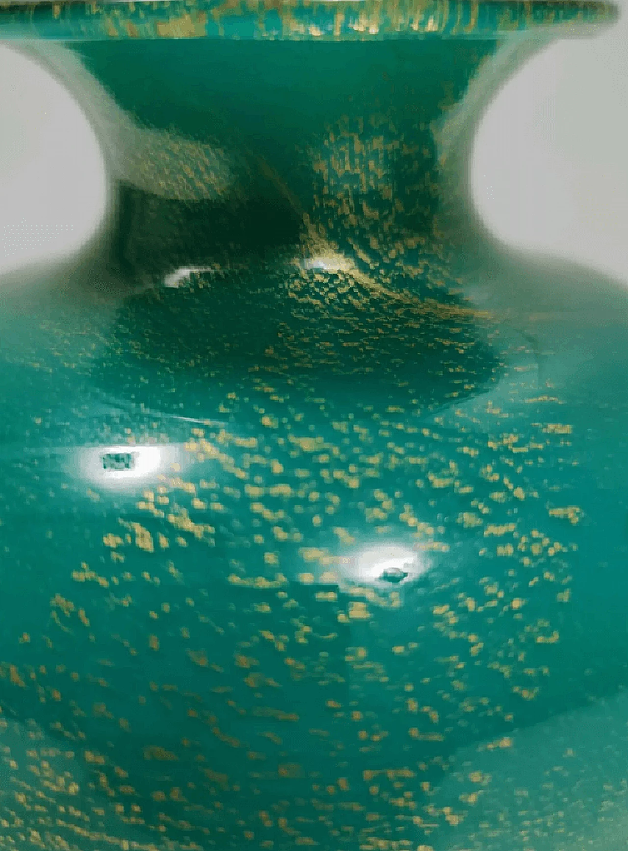 Green algae glass vase with gold leaf by Tomaso Buzzi for Venini, 1930s 10