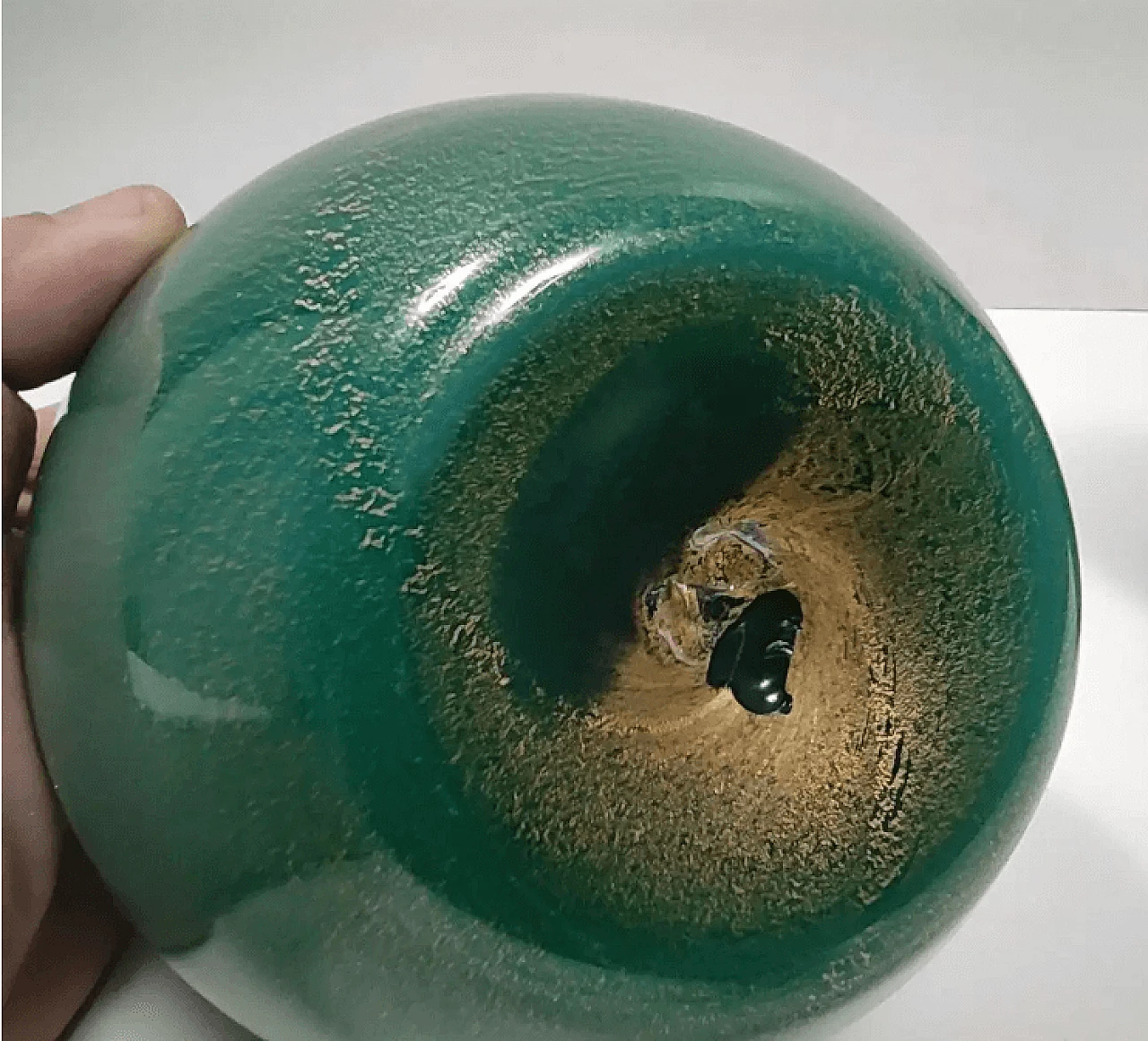 Green algae glass vase with gold leaf by Tomaso Buzzi for Venini, 1930s 11