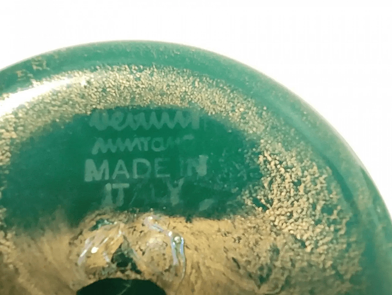 Green algae glass vase with gold leaf by Tomaso Buzzi for Venini, 1930s 12