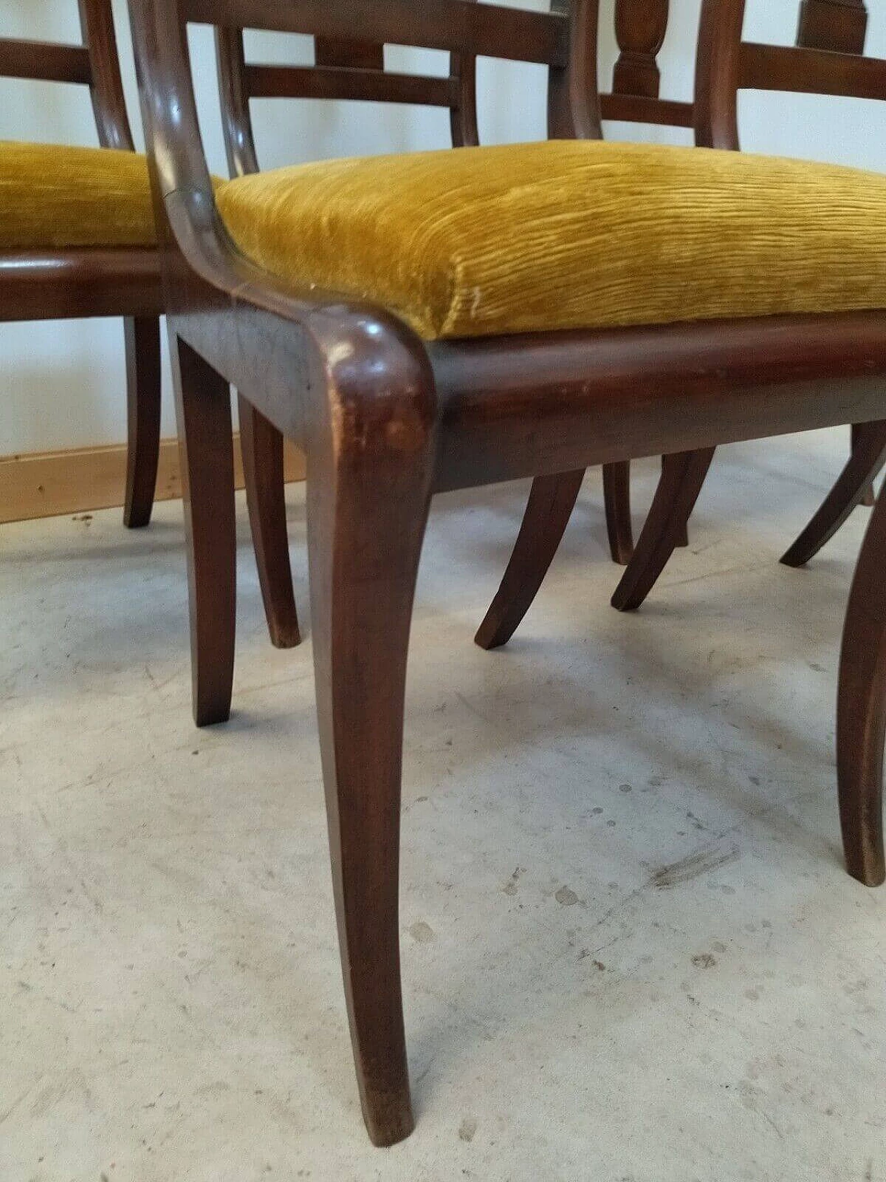 5 Empire-style walnut chairs, early 20th century 3