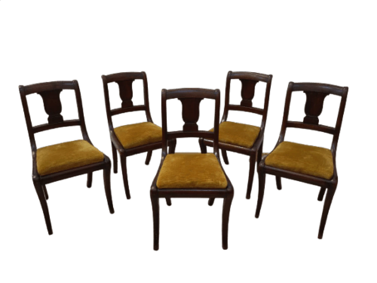 5 Empire-style walnut chairs, early 20th century 4