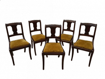 5 Empire-style walnut chairs, early 20th century