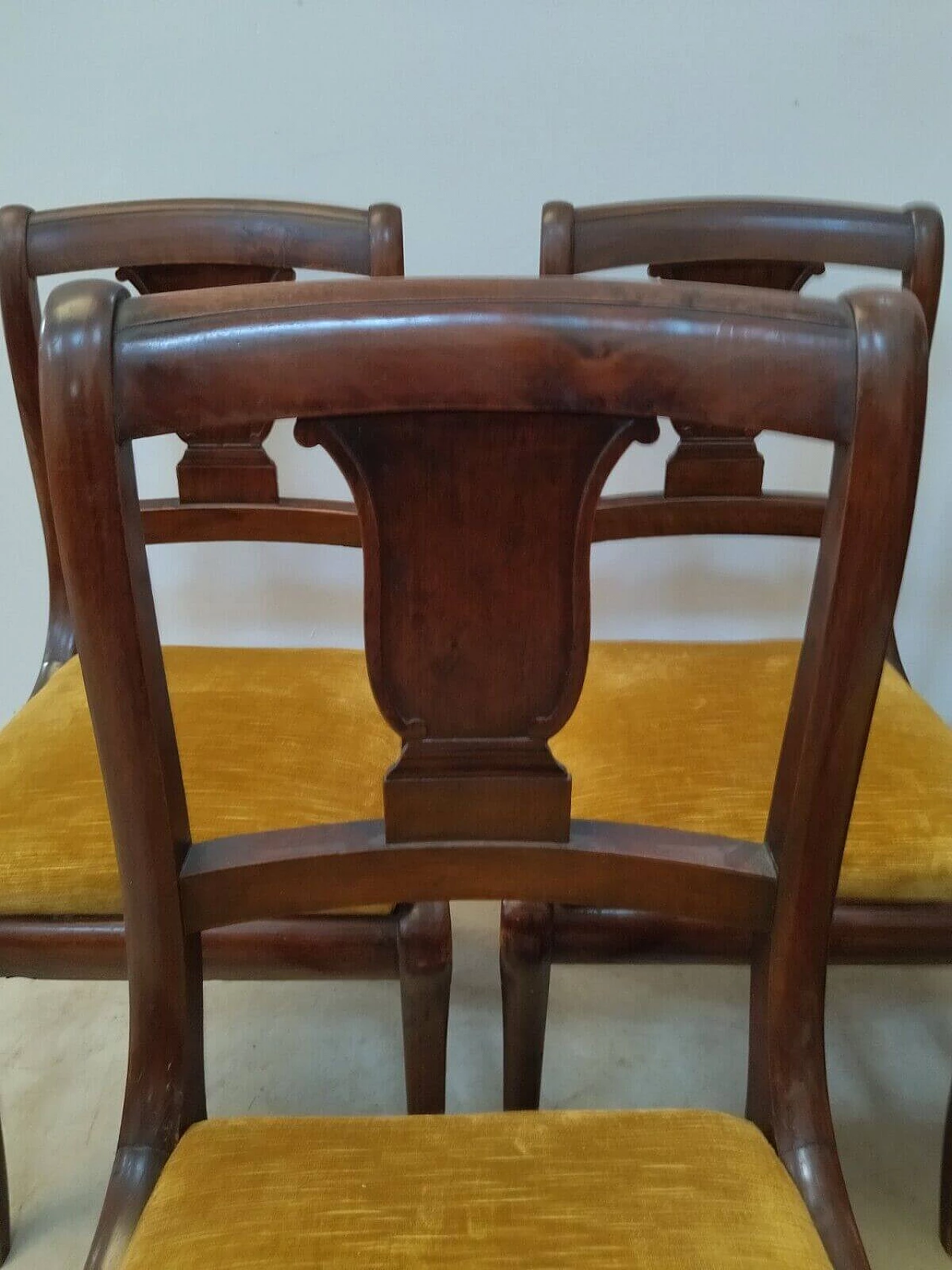5 Empire-style walnut chairs, early 20th century 8