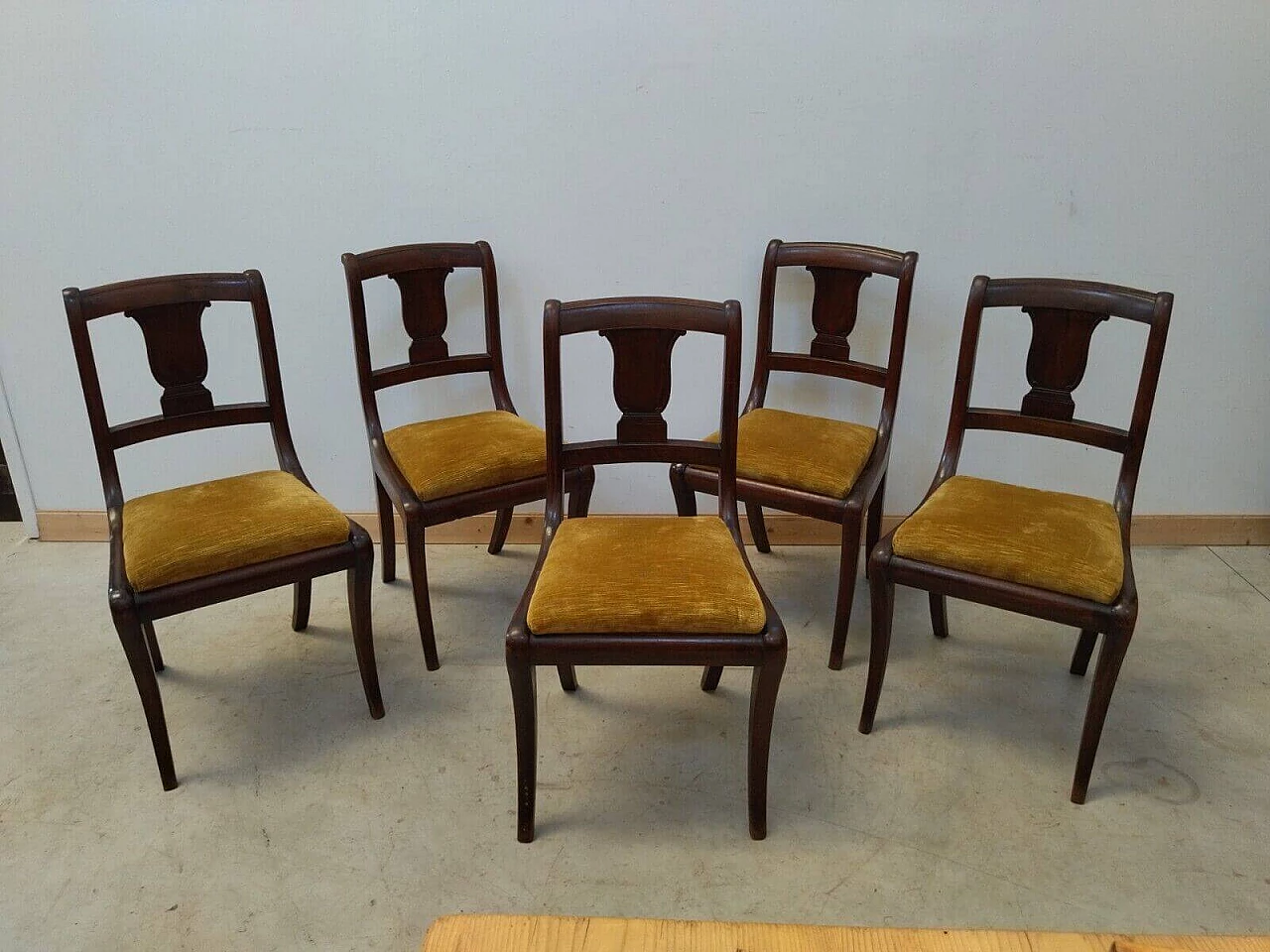 5 Empire-style walnut chairs, early 20th century 9