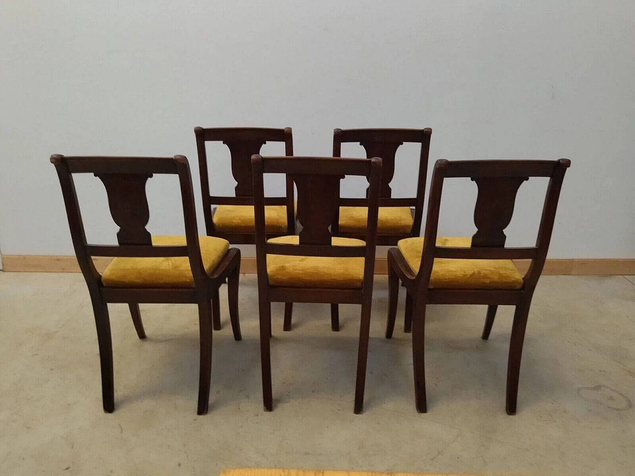 5 Empire-style walnut chairs, early 20th century 11