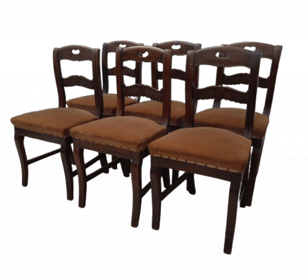 6 Empire-style walnut chairs, early 19th century 1