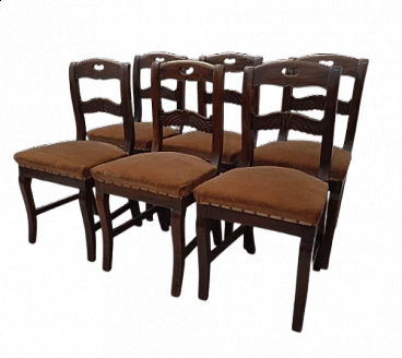 6 Empire-style walnut chairs, early 19th century