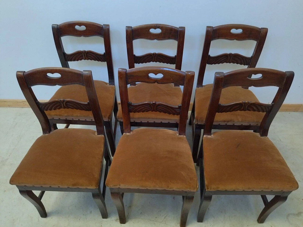 6 Empire-style walnut chairs, early 19th century 11