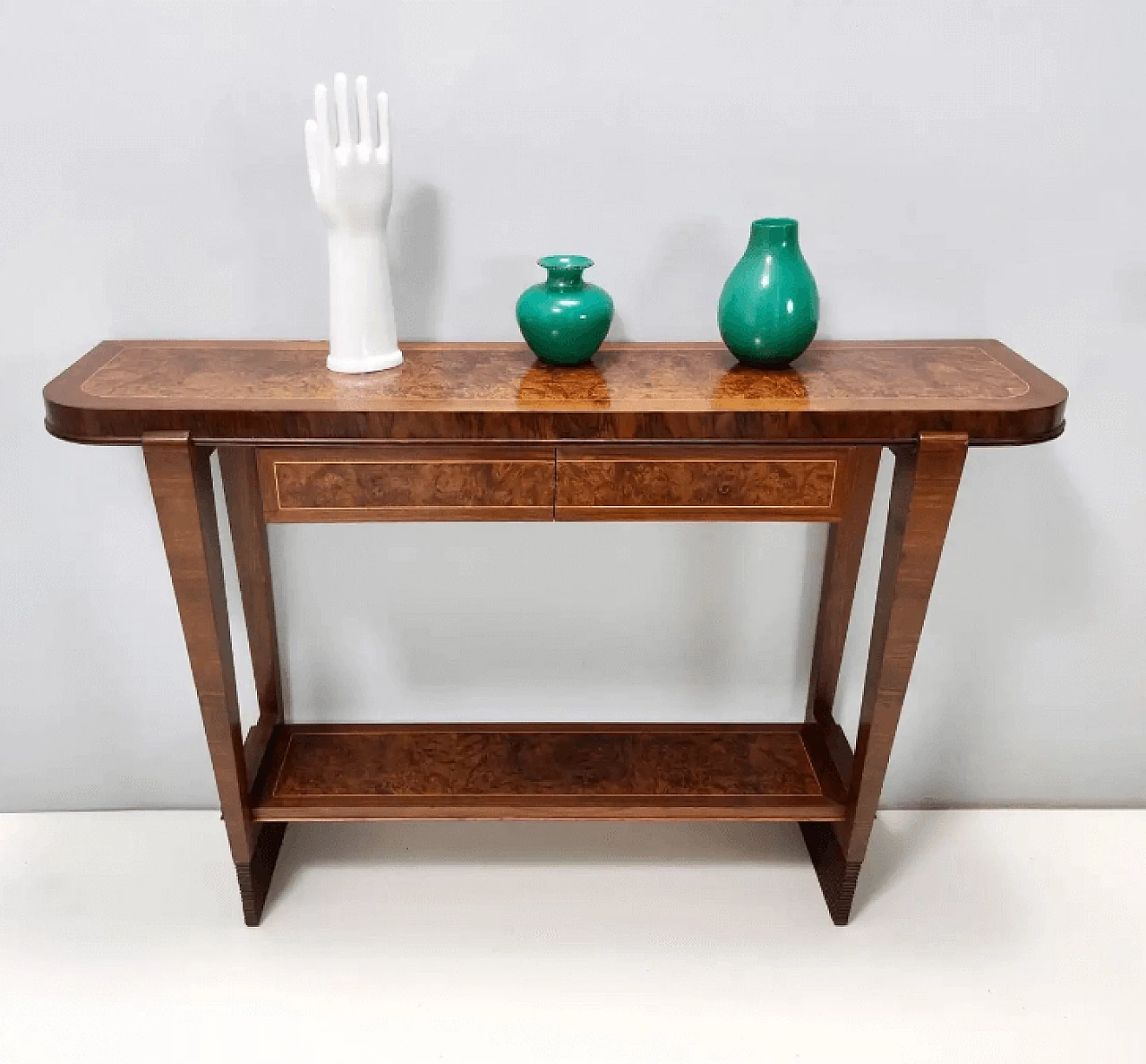 Green algae glass vase with gold leaf by Tomaso Buzzi for Venini, 1930s 3