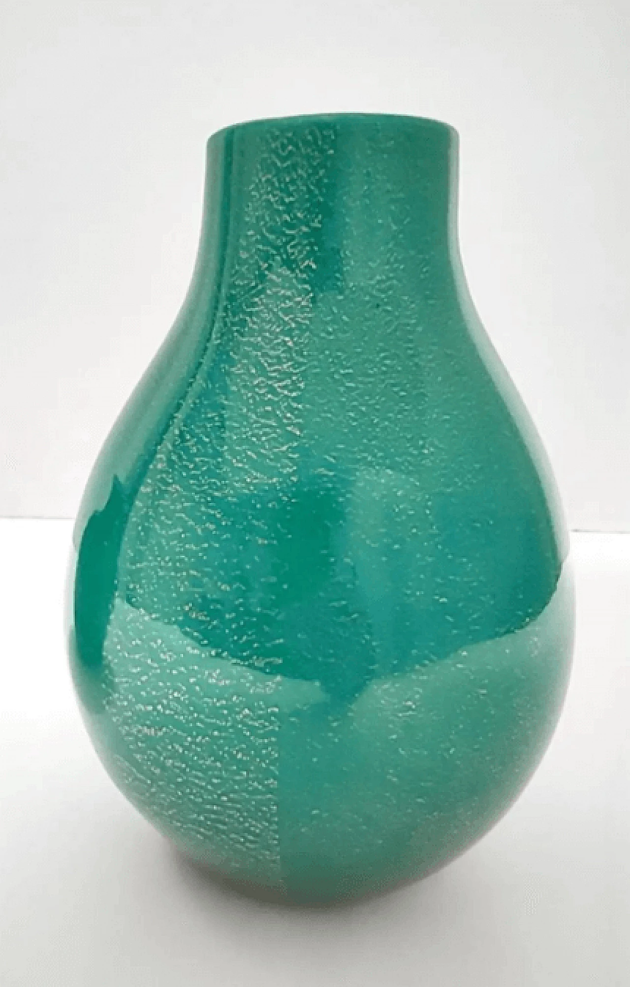 Green algae glass vase with gold leaf by Tomaso Buzzi for Venini, 1930s 5
