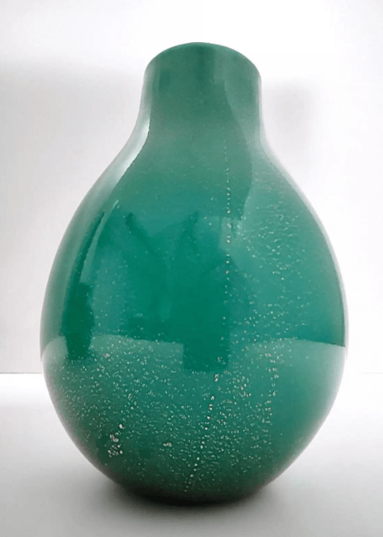 Green algae glass vase with gold leaf by Tomaso Buzzi for Venini, 1930s 6