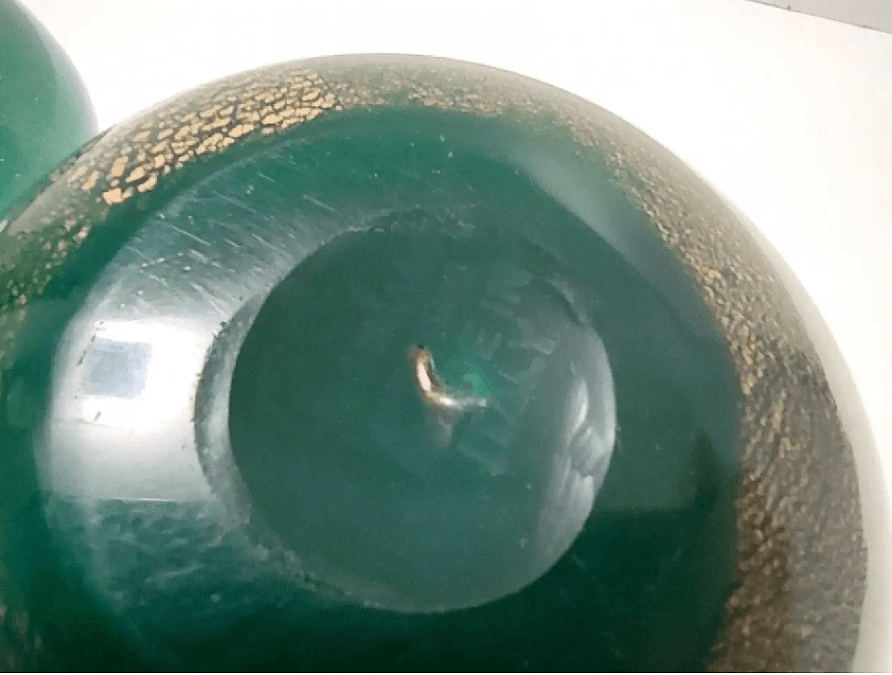 Green algae glass vase with gold leaf by Tomaso Buzzi for Venini, 1930s 9