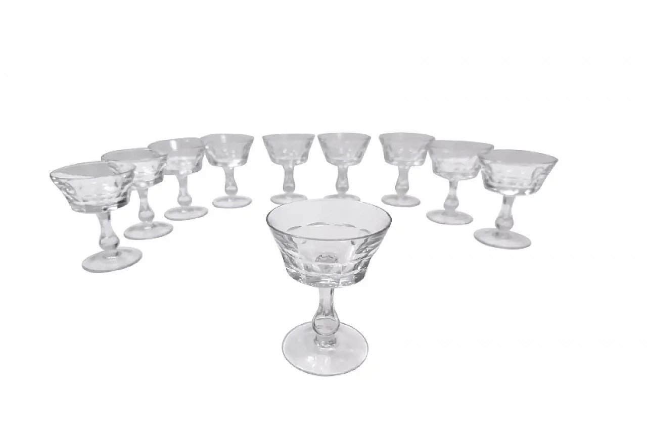 10 Coupé di champagne in cristallo Baccarat francesi, anni '70 1