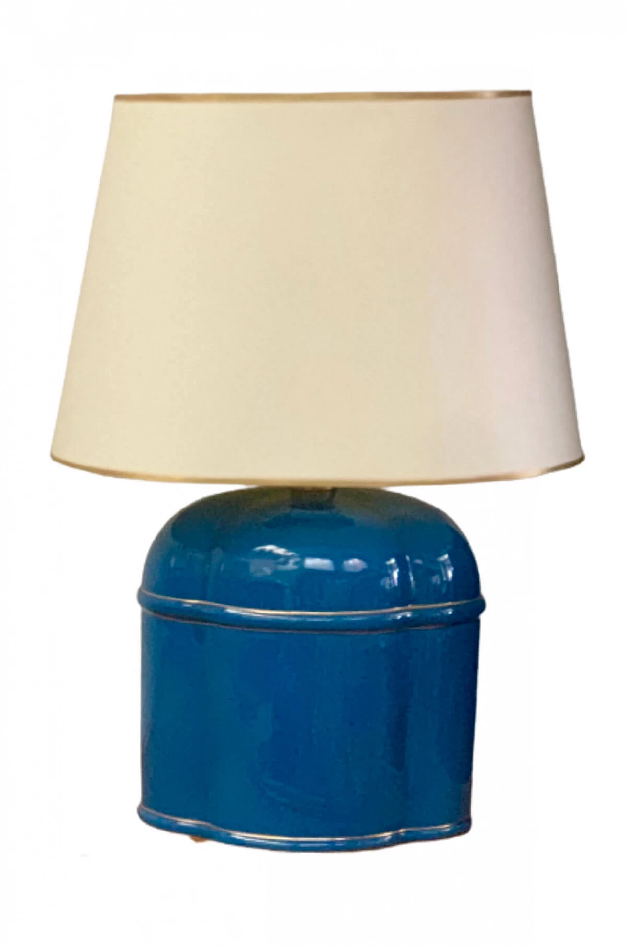 Lampada da tavolo in ceramica blu di Studio Vasco Fontana, anni '70 1