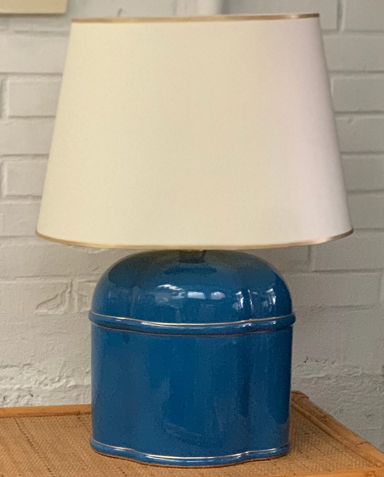 Lampada da tavolo in ceramica blu di Studio Vasco Fontana, anni '70 3
