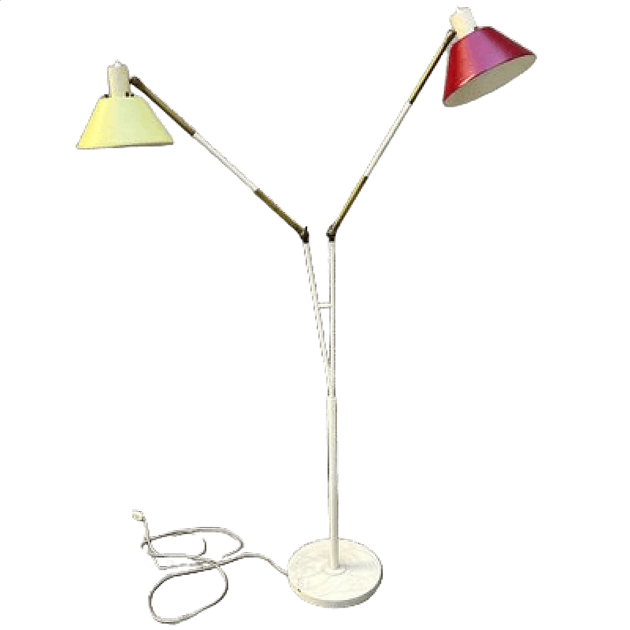 Brass and painted metal floor lamp by Stilux Milano, 1950s 10