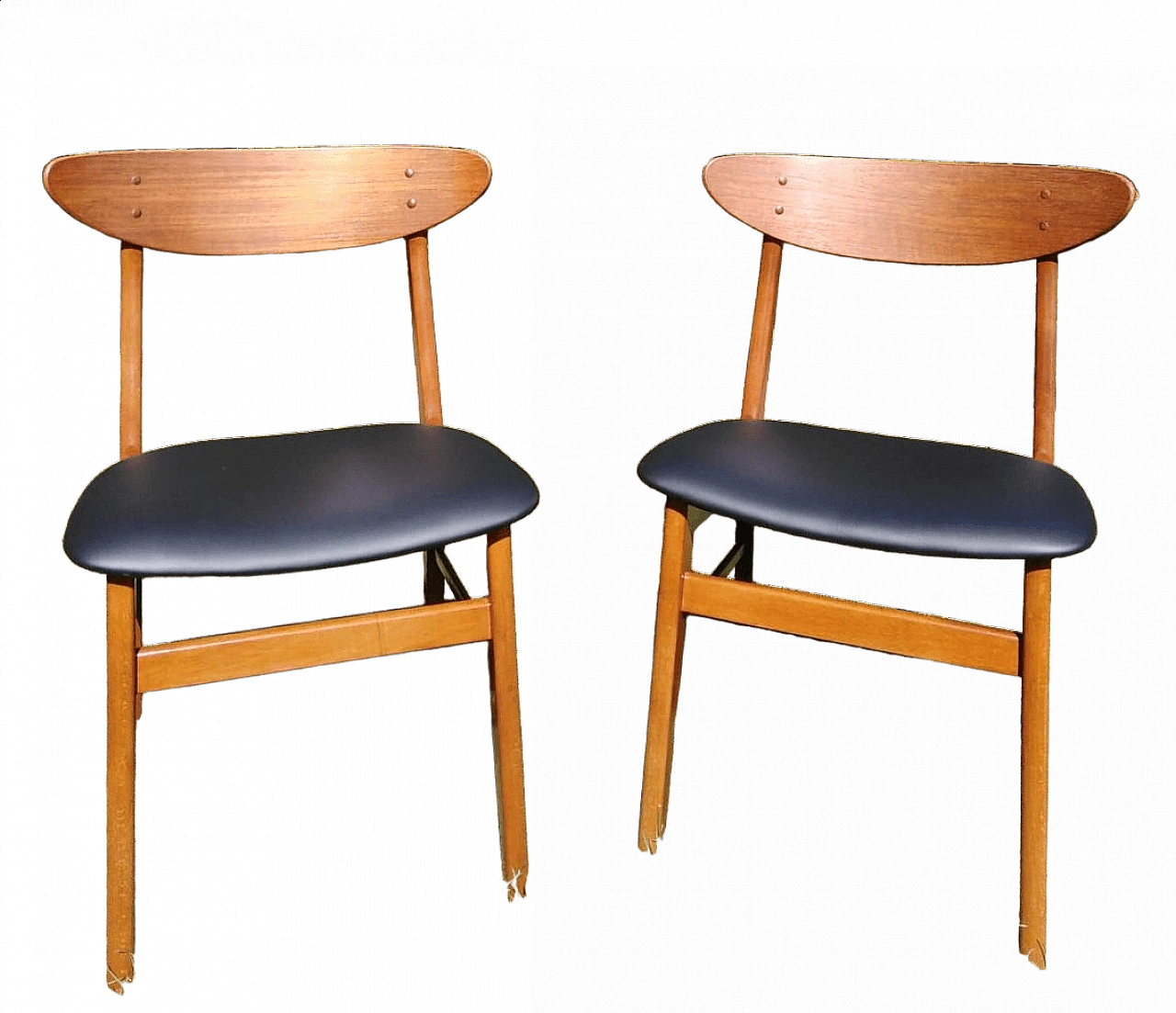 Pair of 28402 teak and leatherette chairs by Farstrup Møbler Pair of 28402 teak and leatherette chairs by Farstrup Møbler