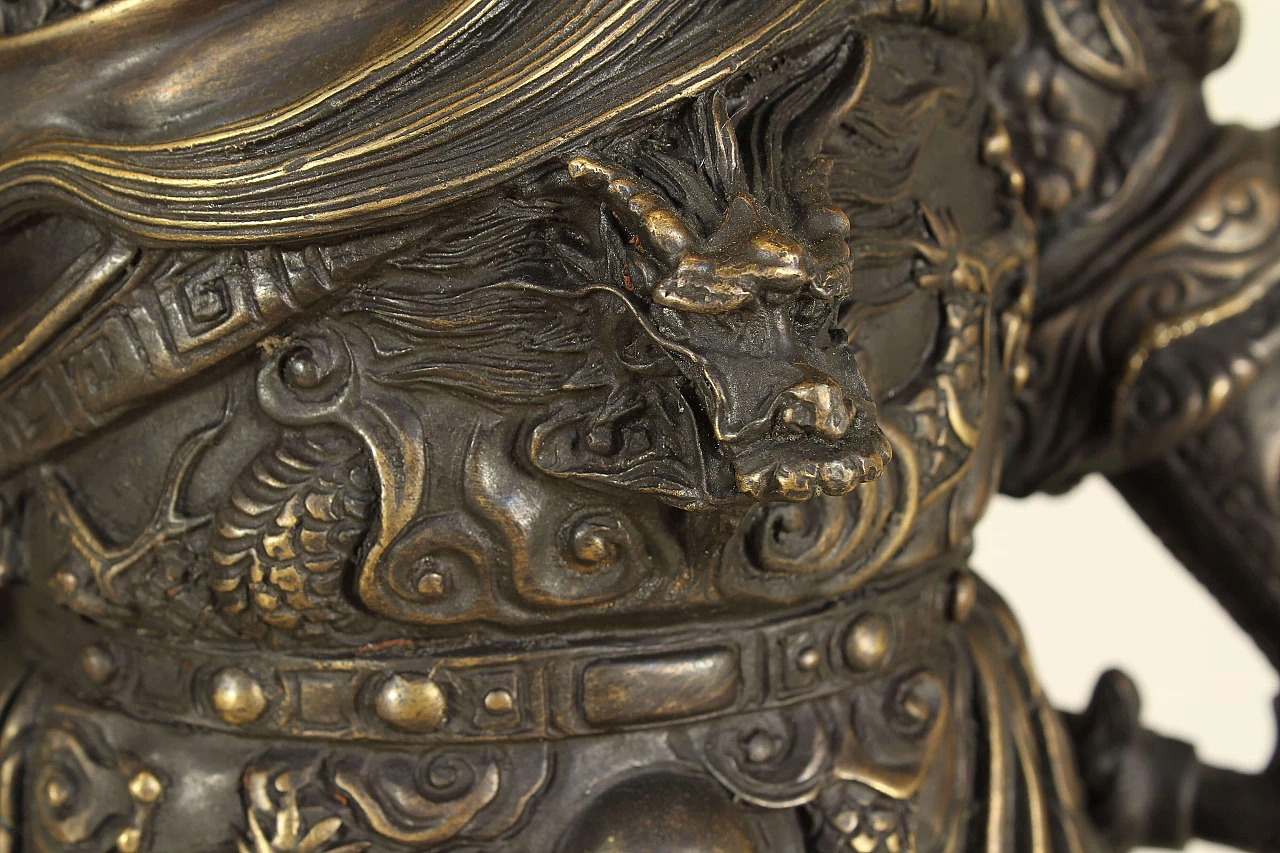 Dio della guerra, scultura giapponese in bronzo, anni '50 8