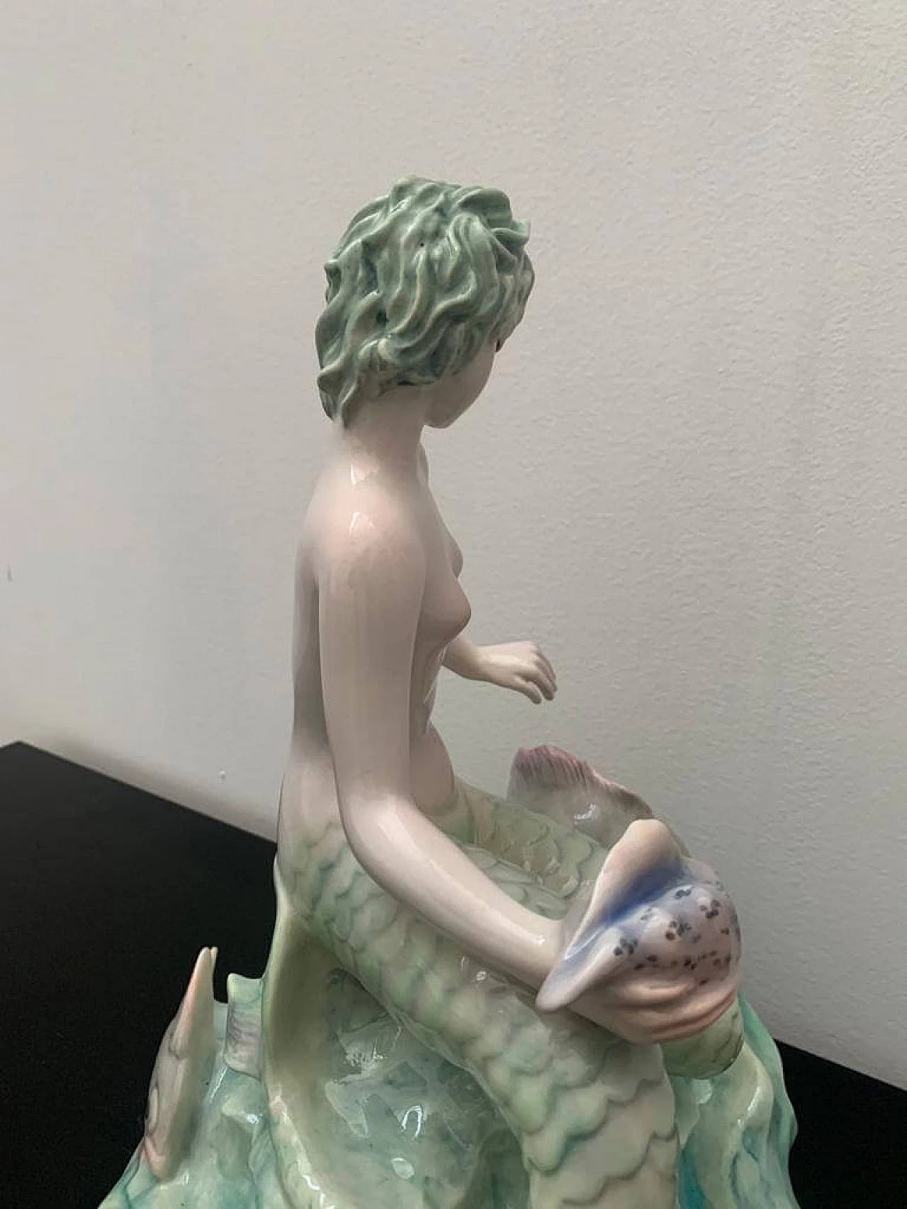 Ceramic sculpture depicting bicaudate mermaid by Le Bertetti, 1930s 10
