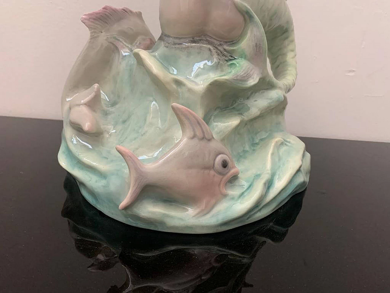 Ceramic sculpture depicting bicaudate mermaid by Le Bertetti, 1930s 11