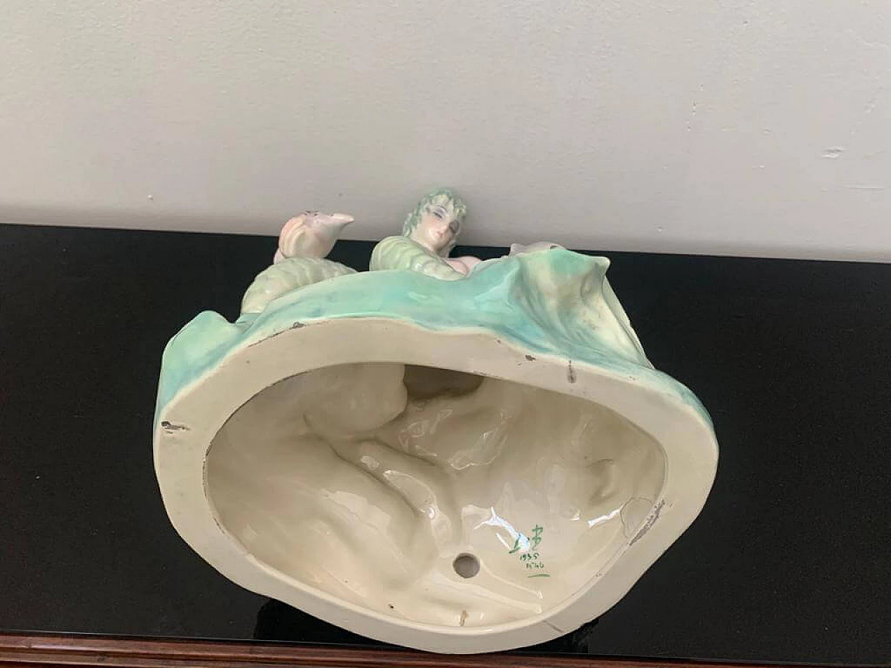Ceramic sculpture depicting bicaudate mermaid by Le Bertetti, 1930s 14
