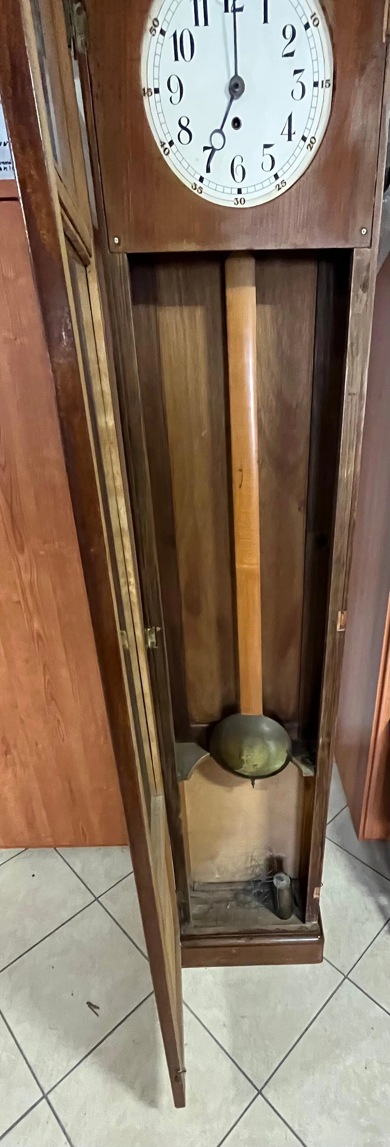 Walnut pendulum clock with carvings, 1940s 6