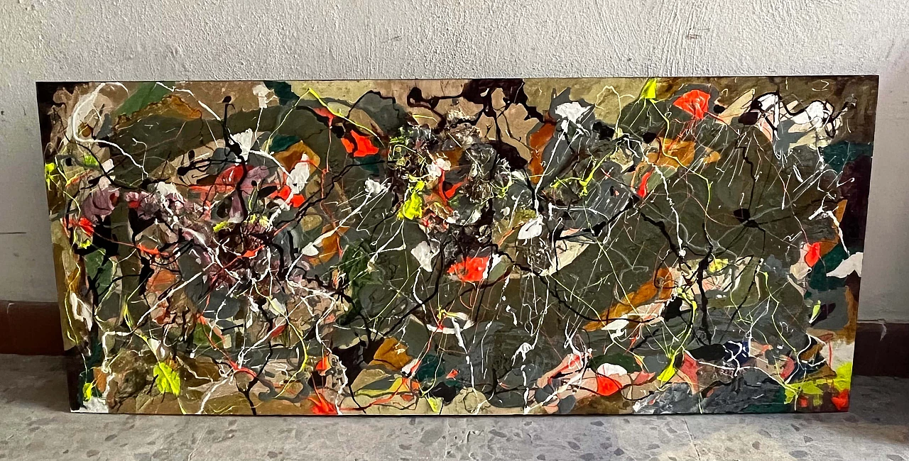 Bruno Carlino, Astrattismo nr. 1, dipinto a tempera e smalto su tavola, anni ‘2000 2