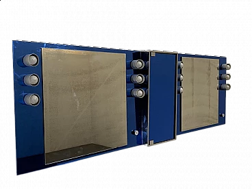 Doppio specchio con luci e armadietto centrale per Veca, anni '70