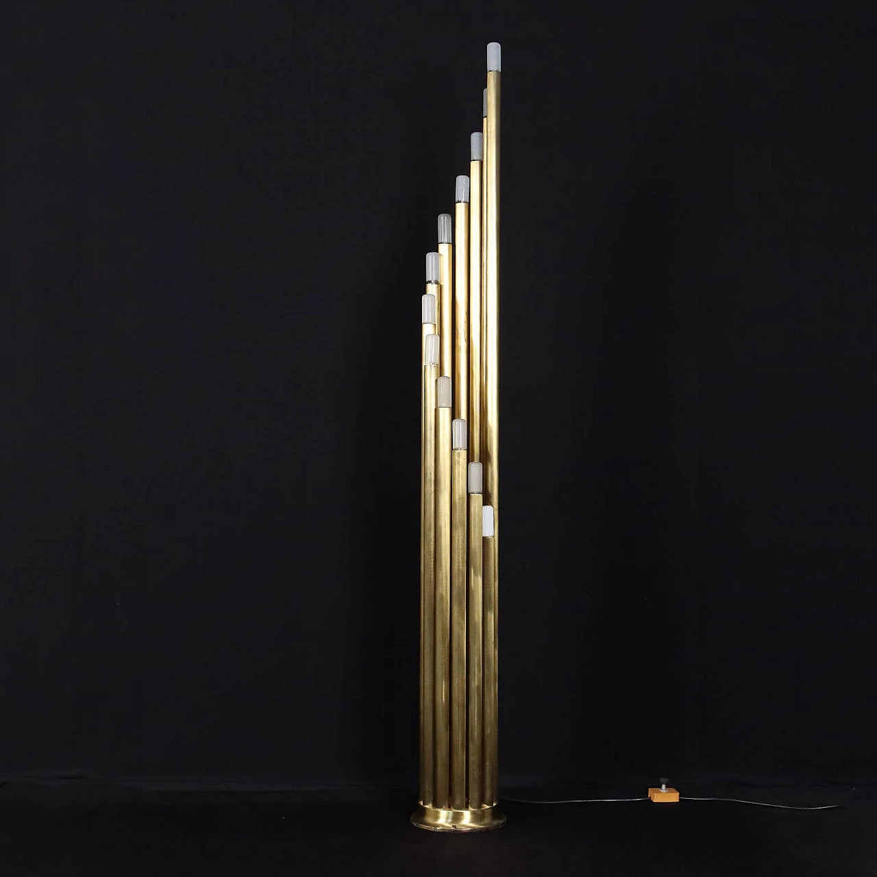 Brass-plated metal floor lamp, 1960s 1