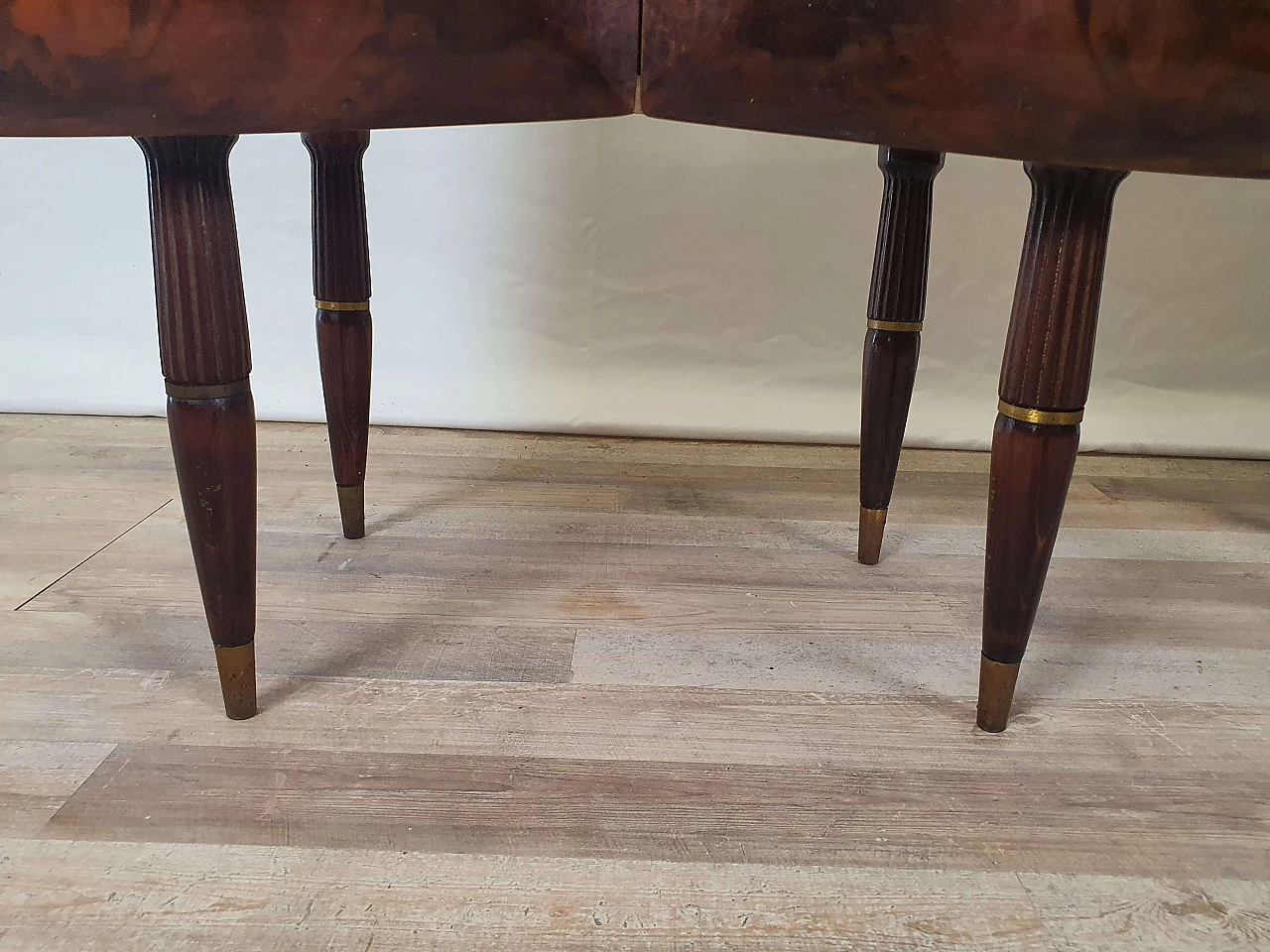Pair of bedside tables with mirrored top and compartment drawers, 1940s 17