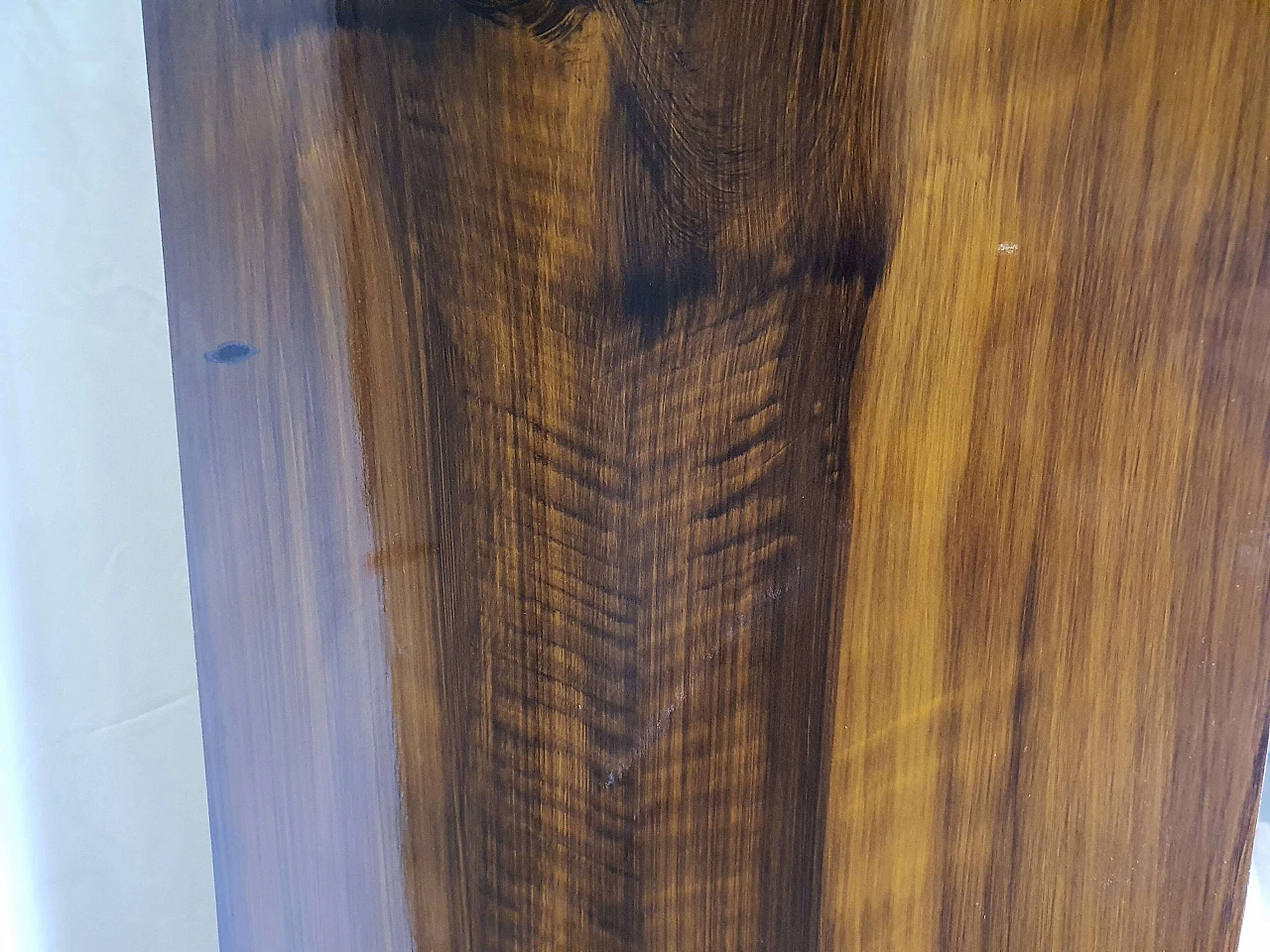 Libreria in radica di mogano a cinque ripiani regolabili, anni '50 26