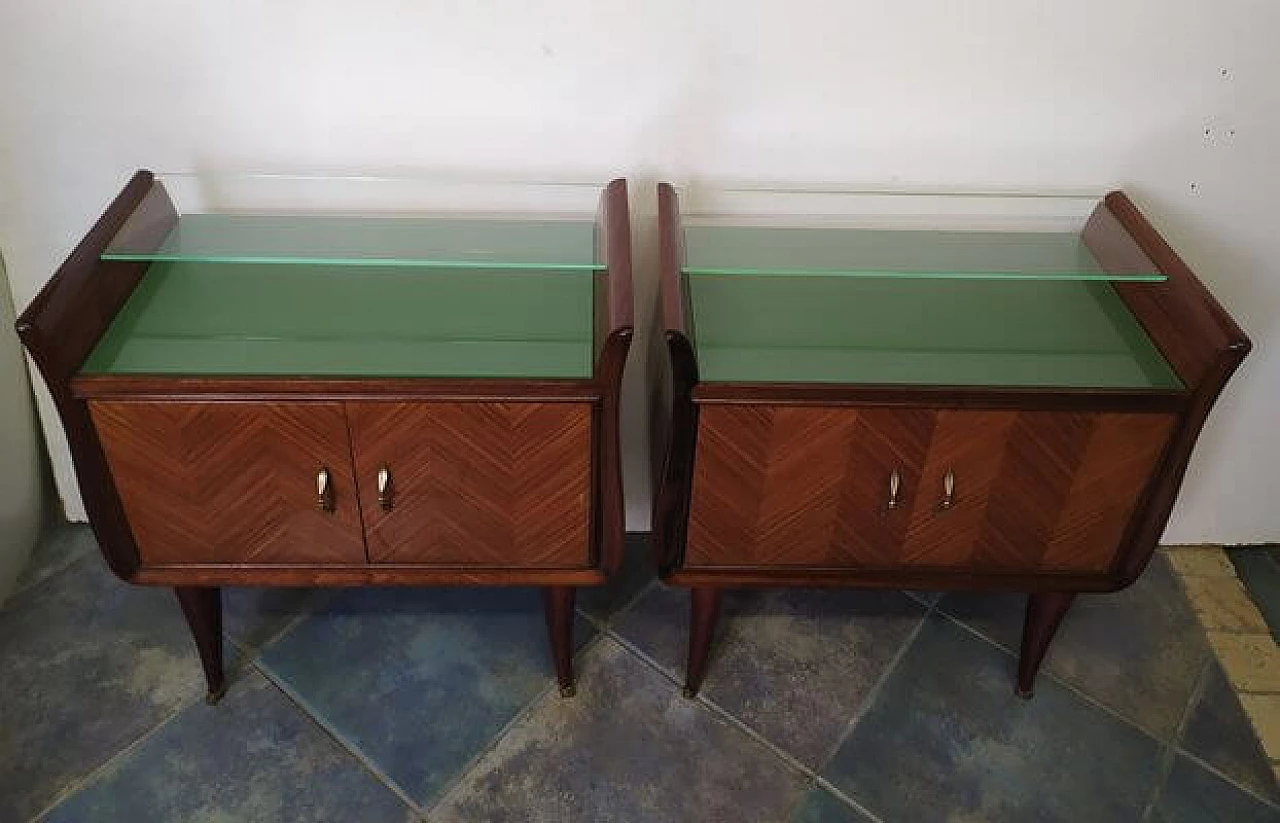 Pair of bedside tables in wood and glass attributed to Paolo Buffa, 1950s 7