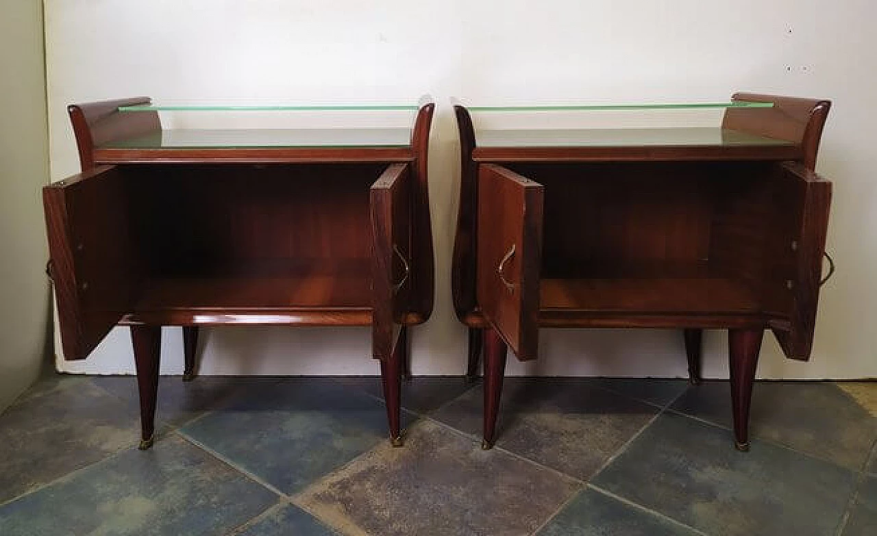 Pair of bedside tables in wood and glass attributed to Paolo Buffa, 1950s 8