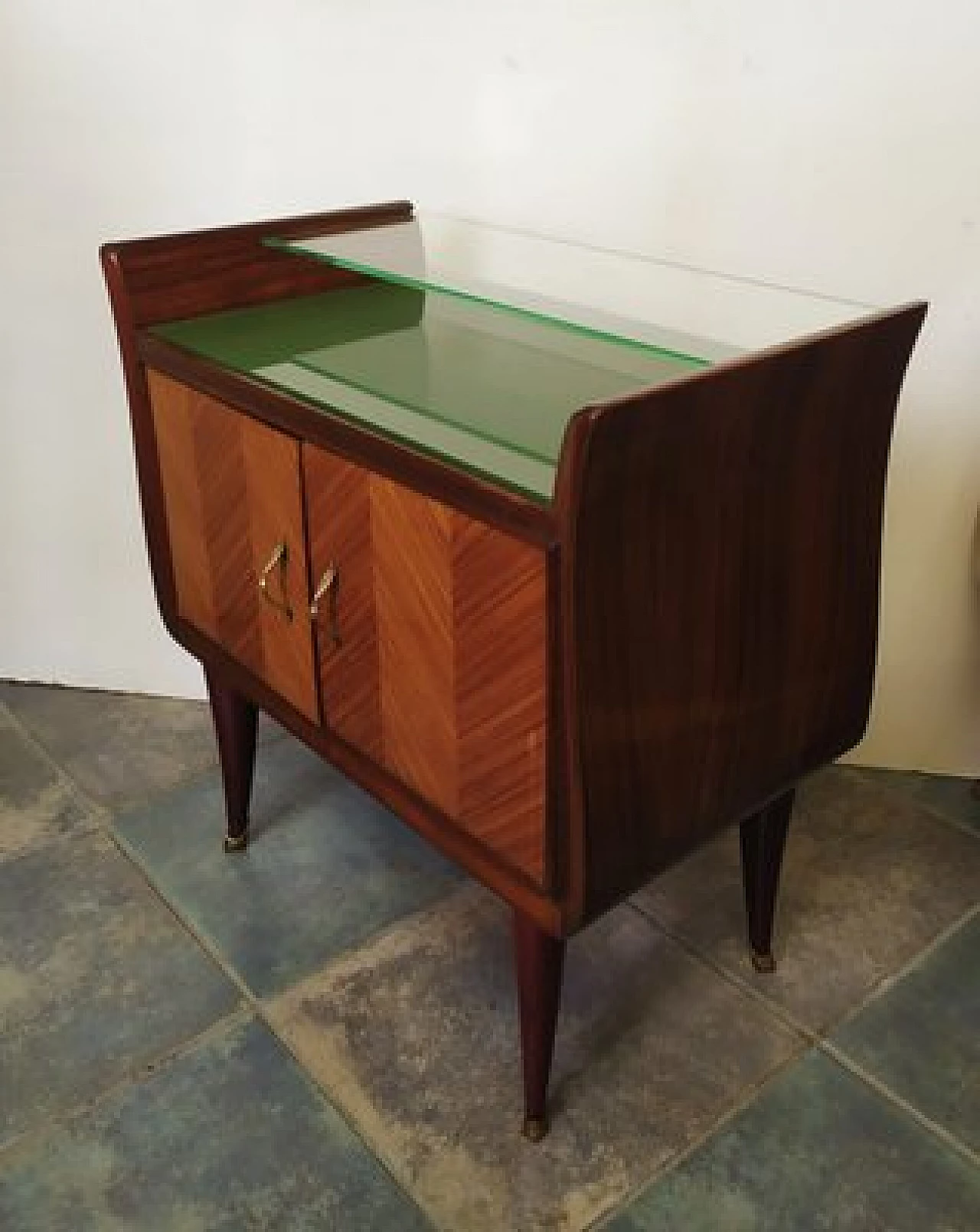 Pair of bedside tables in wood and glass attributed to Paolo Buffa, 1950s 9