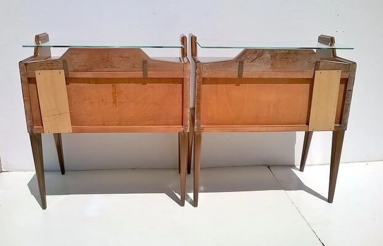 Pair of teak bedside tables with double glass top by Paolo Buffa, 1940s 5