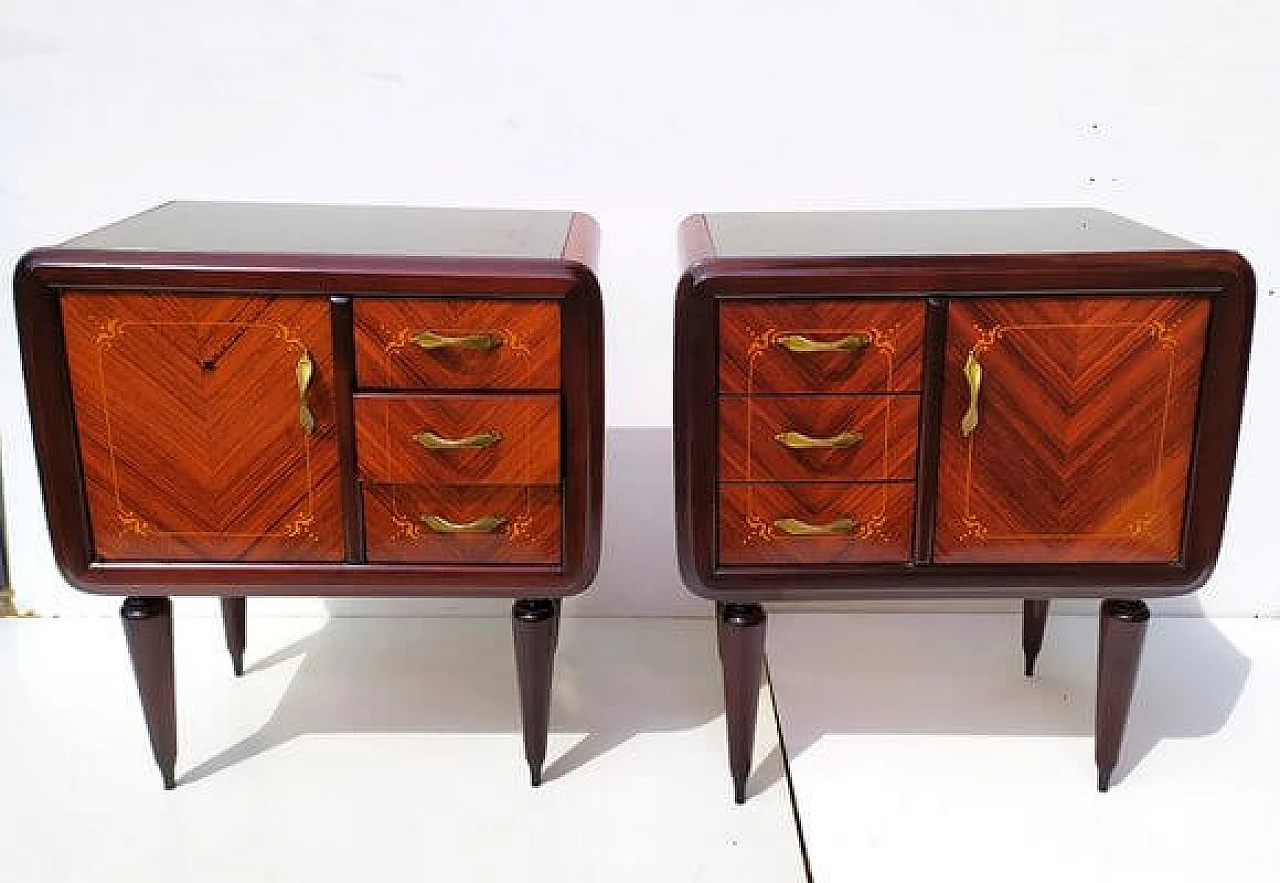 Pair of two-tone teak bedside tables by Paolo Buffa, 1940s 1