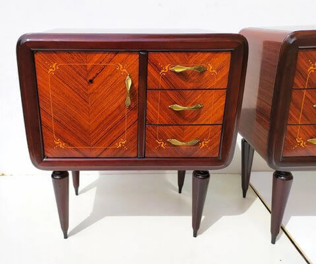 Pair of two-tone teak bedside tables by Paolo Buffa, 1940s 2