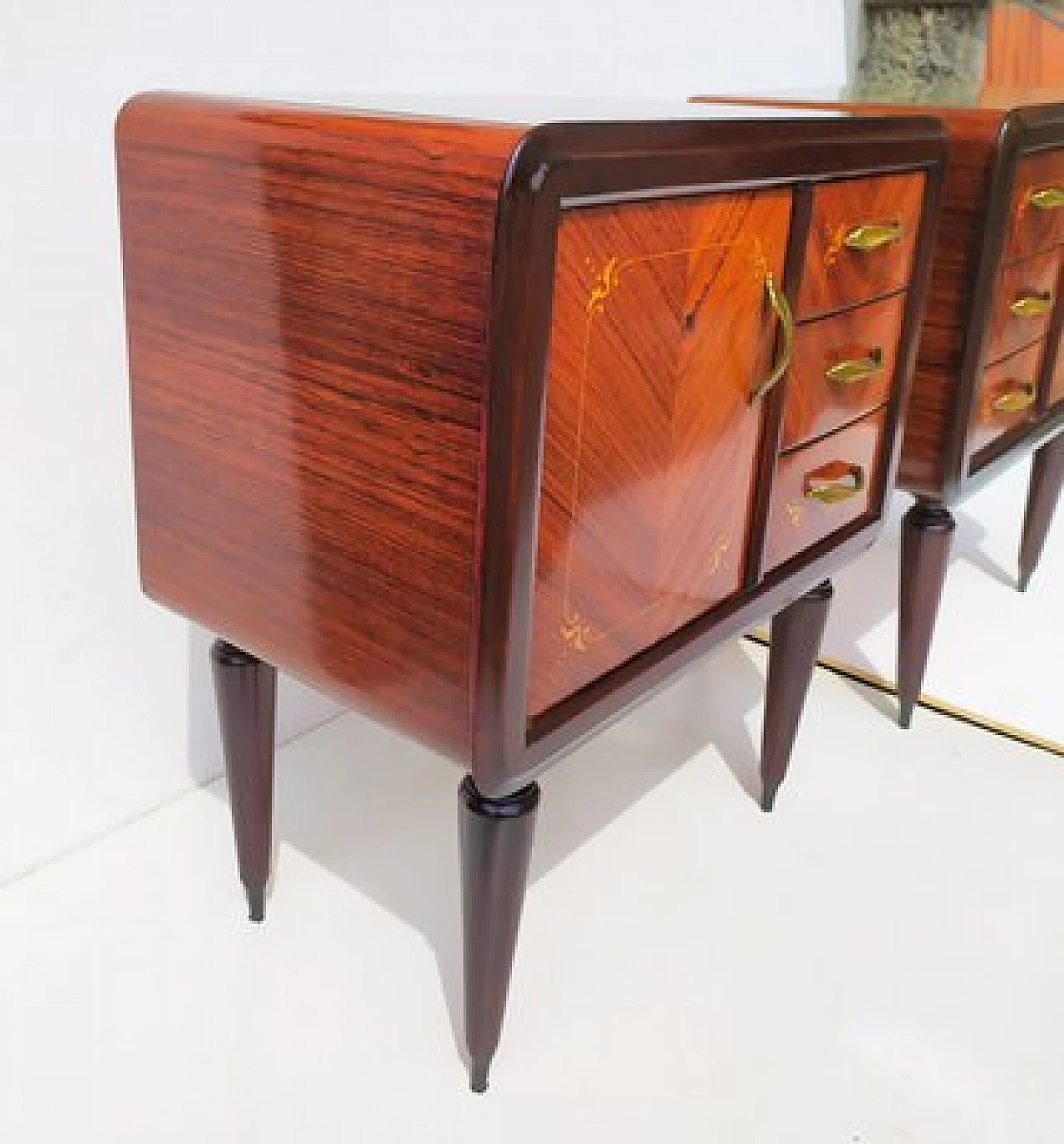 Pair of two-tone teak bedside tables by Paolo Buffa, 1940s 3