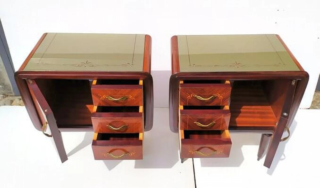 Pair of two-tone teak bedside tables by Paolo Buffa, 1940s 5
