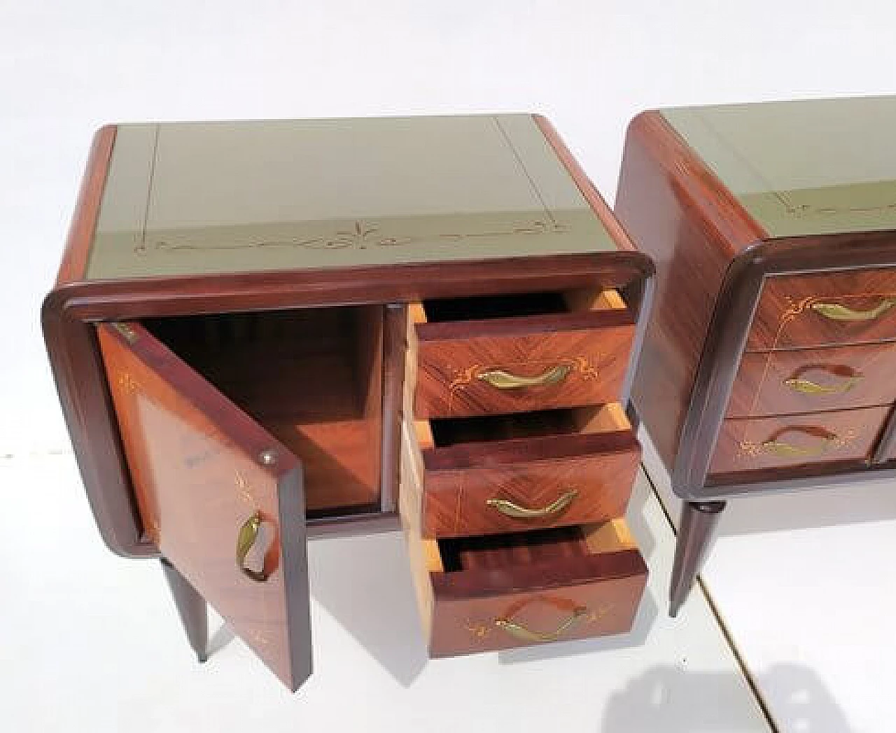 Pair of two-tone teak bedside tables by Paolo Buffa, 1940s 6