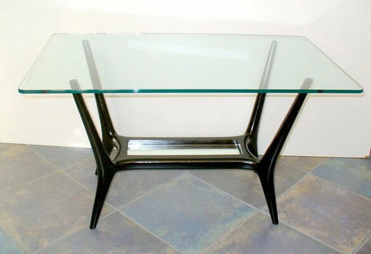 Tavolino con doppio piano in vetro attribuito a Ico & Luisa Parisi per Cassina, anni '50 1