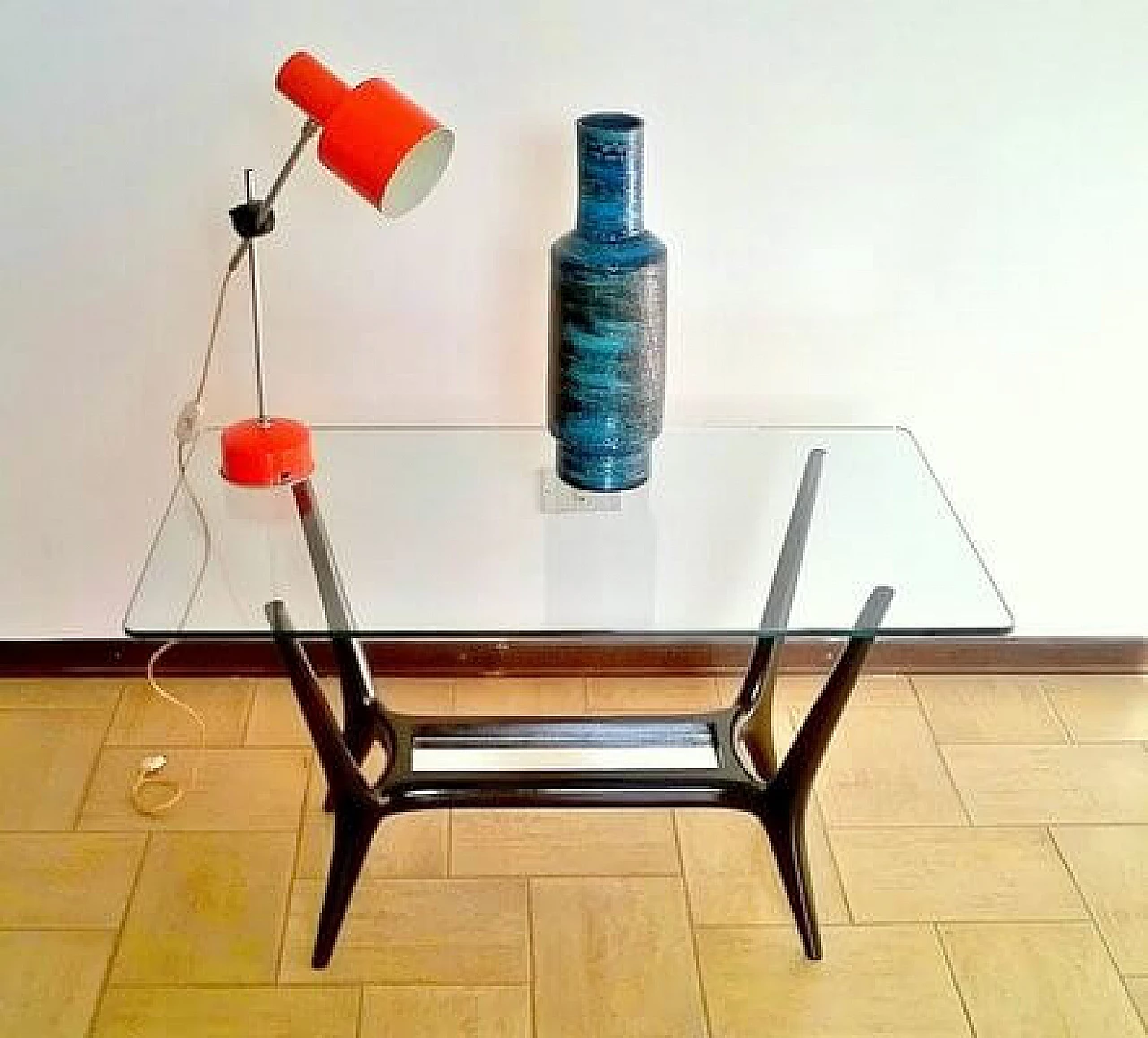Tavolino con doppio piano in vetro attribuito a Ico & Luisa Parisi per Cassina, anni '50 3