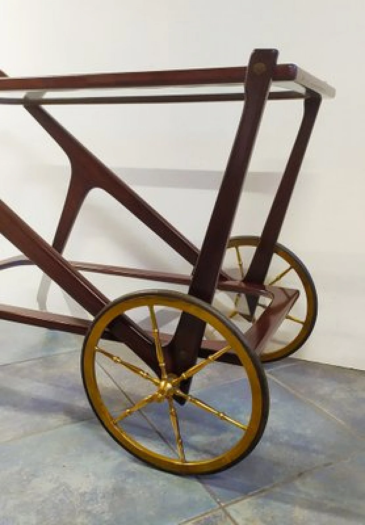 Beechwood serving cart attributed to Cesare Lacca, 1950s 2
