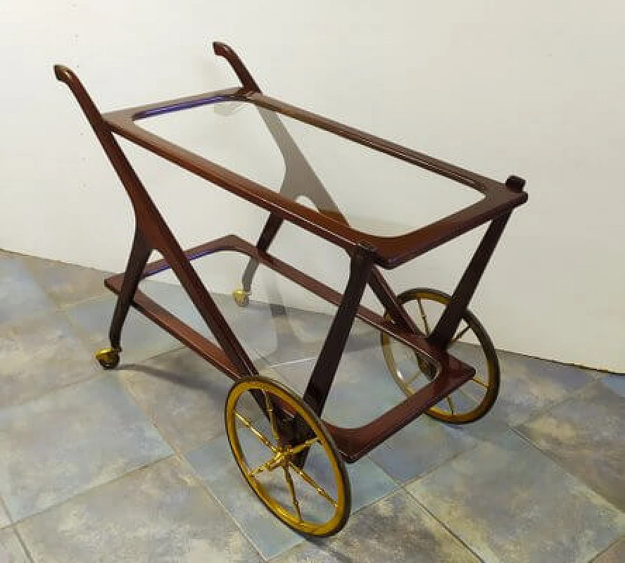 Beechwood serving cart attributed to Cesare Lacca, 1950s 3