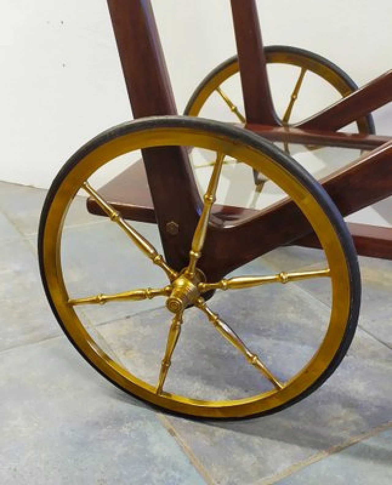 Beechwood serving cart attributed to Cesare Lacca, 1950s 5