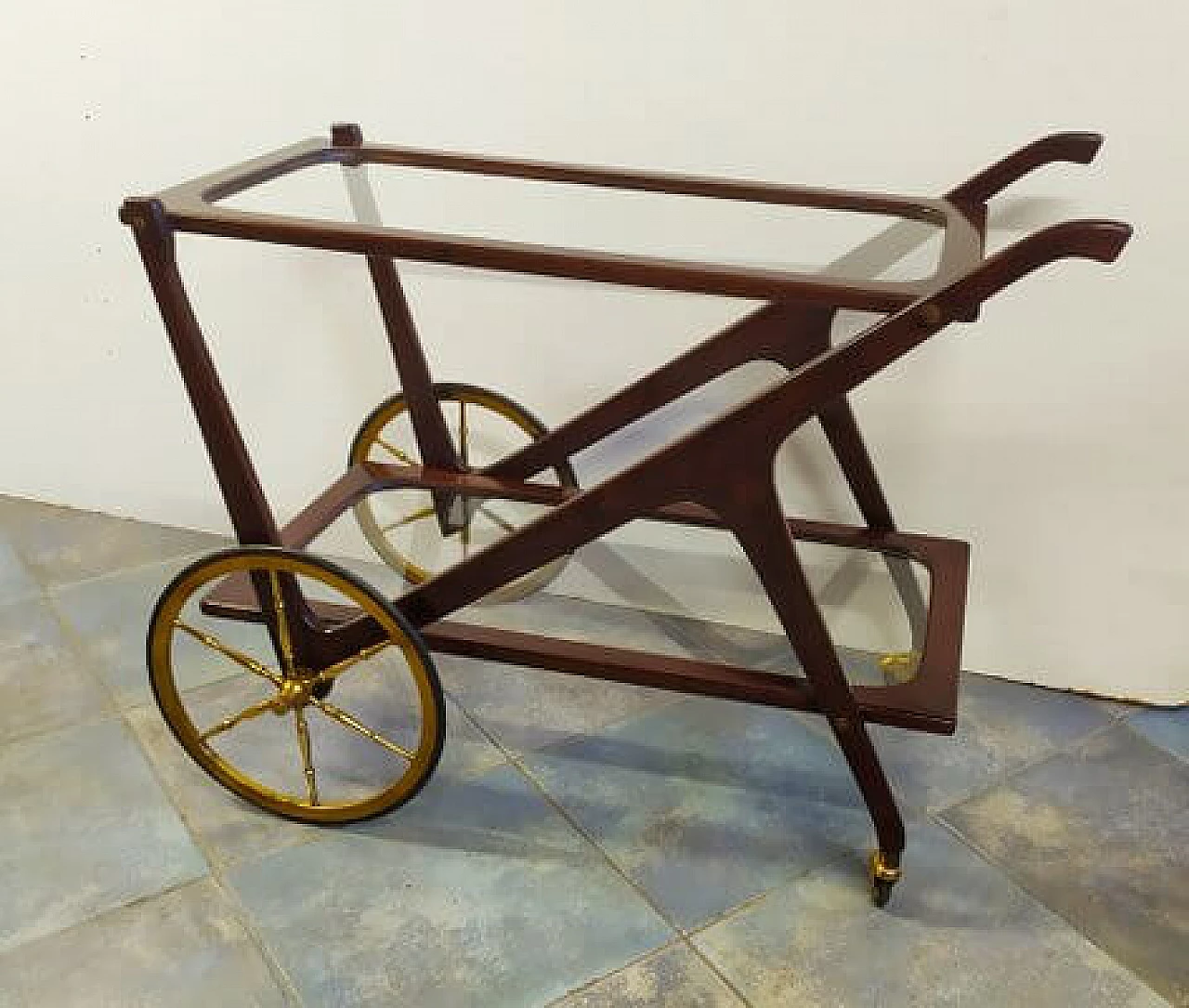 Beechwood serving cart attributed to Cesare Lacca, 1950s 6