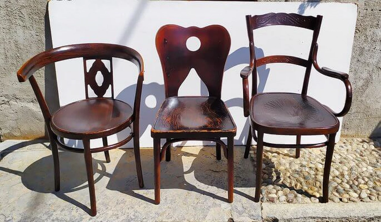 3 Beech chairs by Jacob & Josef Kohn, 1910s 1